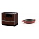 Set Küchenofen / Küchenhexe mit Backofen und Kochplatte Alfa Plam, Modell Alfa 90 H Favorit Braun Rechts, Leistung 6.4kW + Emaillierte gusseisenpfanne mit zwei Griffen Solagio, Rubin, Ф16cm | Kaminofen - Holzofen mit Backfach | Kaminofen |
