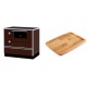 Set Küchenofen / Küchenhexe mit Backofen und Kochplatte Alfa Plam, Modell Alfa 90 H Favorit Braun Rechts, Leistung 6.4kW + Holz untersetzer für gusseisenplatte Solagio HSST2131 | Kaminofen - Holzofen mit Backfach | Kaminofen |