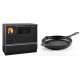 Set Küchenofen / Küchenhexe mit Backofen und Kochplatte Alfa Plam, Modell Dominant 90H, Leistung 6.5kW + Emaillierte grillpfanne Gusseisen Solagio, Black Onyx, Ф28cm | Kaminofen - Holzofen mit Backfach | Kaminofen |