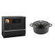 Set Küchenofen / Küchenhexe mit Backofen und Kochplatte Alfa Plam, Modell Dominant 90H, Leistung 6.5kW + Gusseisen Topf Tiefer Solagio, Black Onyx, Ф24 | Kaminofen - Holzofen mit Backfach | Kaminofen |