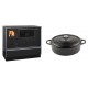 Set Küchenofen / Küchenhexe mit Backofen und Kochplatte Alfa Plam, Modell Dominant 90H, Leistung 6.5kW + Gusseisen Topf Flach Solagio, Black Onyx, Ф28 | Kaminofen - Holzofen mit Backfach | Kaminofen |