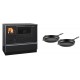 Set Küchenofen / Küchenhexe mit Backofen und Kochplatte Alfa Plam, Modell Dominant 90H, Leistung 6.5kW + Gusseisen Topf Set aus 2 teilen Solagio, Black Onyx | Kaminofen - Holzofen mit Backfach | Kaminofen |