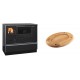 Set Küchenofen / Küchenhexe mit Backofen und Kochplatte Alfa Plam, Modell Dominant 90H, Leistung 6.5kW + Holz untersetzer für ovale platte Solagio HSOISK2533, 25x33cm | Kaminofen - Holzofen mit Backfach | Kaminofen |
