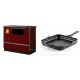 Set Küchenofen / Küchenhexe mit Backofen und Kochplatte Alfa Plam, Modell Dominant 90H Rot, Leistung 6.5kW + Emaillierte Gusseisenpfanne Solagio, Black Onyx, 28x28cm | Kaminofen - Holzofen mit Backfach | Kaminofen |