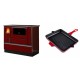 Set Küchenofen / Küchenhexe mit Backofen und Kochplatte Alfa Plam, Modell Dominant 90H Rot, Leistung 6.5kW + Emaillierte grillpfanne Gusseisen Solagio, Rubin, 26x32cm | Kaminofen - Holzofen mit Backfach | Kaminofen |