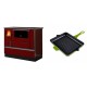 Set Küchenofen / Küchenhexe mit Backofen und Kochplatte Alfa Plam, Modell Dominant 90H Rot, Leistung 6.5kW + Emaillierte grillpfanne Gusseisen Solagio, Bamboo, 26x32cm | Kaminofen - Holzofen mit Backfach | Kaminofen |