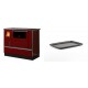 Set Küchenofen / Küchenhexe mit Backofen und Kochplatte Alfa Plam, Modell Dominant 90H Rot, Leistung 6.5kW + Rechteckige Servierplatte aus Gusseisen Solagio, 21x31cm | Kaminofen - Holzofen mit Backfach | Kaminofen |