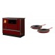 Set Küchenofen / Küchenhexe mit Backofen und Kochplatte Alfa Plam, Modell Dominant 90H Rot, Leistung 6.5kW + Gusseisen Topf Set aus 2 teilen Solagio, Rubin | Kaminofen - Holzofen mit Backfach | Kaminofen |