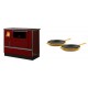 Set Küchenofen / Küchenhexe mit Backofen und Kochplatte Alfa Plam, Modell Dominant 90H Rot, Leistung 6.5kW + Gusseisen Topf Set aus 2 teilen Solagio, Dijon | Kaminofen - Holzofen mit Backfach | Kaminofen |