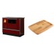 Set Küchenofen / Küchenhexe mit Backofen und Kochplatte Alfa Plam, Modell Dominant 90H Rot, Leistung 6.5kW + Holz untersetzer für gusseisenplatte Solagio HSST2131 | Kaminofen - Holzofen mit Backfach | Kaminofen |