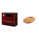 Set Küchenofen / Küchenhexe mit Backofen und Kochplatte Alfa Plam, Modell Dominant 90H Rot, Leistung 6.5kW + Holz untersetzer für ovale platte Solagio HSOISK1728, 17x28cm | Kaminofen - Holzofen mit Backfach | Kaminofen |