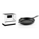 Set Küchenofen / Küchenhexe mit Backofen und Kochplatte Alfa Plam, Modell Alfa 90 H Favorit Weiß, Leistung 6.4kW + Emaillierte grillpfanne Gusseisen Solagio, Black Onyx, Ф28cm | Kaminofen - Holzofen mit Backfach | Kaminofen |