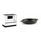 Set Küchenofen / Küchenhexe mit Backofen und Kochplatte Alfa Plam, Modell Alfa 90 H Favorit Weiß, Leistung 6.4kW + Emaillierte gusseisenpfanne mit zwei Griffen Solagio, Black Onyx, Ф19cm | Kaminofen - Holzofen mit Backfach | Kaminofen |