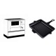 Set Küchenofen / Küchenhexe mit Backofen und Kochplatte Alfa Plam, Modell Alfa 90 H Favorit Weiß, Leistung 6.4kW + Emaillierte grillpfanne Gusseisen Solagio, Black Onyx, 26x32cm | Kaminofen - Holzofen mit Backfach | Kaminofen |