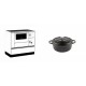 Set Küchenofen / Küchenhexe mit Backofen und Kochplatte Alfa Plam, Modell Alfa 90 H Favorit Weiß, Leistung 6.4kW + Gusseisen Topf Tiefer Solagio, Black Onyx, Ф12 | Kaminofen - Holzofen mit Backfach | Kaminofen |
