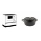 Set Küchenofen / Küchenhexe mit Backofen und Kochplatte Alfa Plam, Modell Alfa 90 H Favorit Weiß, Leistung 6.4kW + Gusseisen Topf Tiefer Solagio, Black Onyx, Ф20 | Kaminofen - Holzofen mit Backfach | Kaminofen |