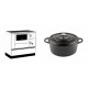 Set Küchenofen / Küchenhexe mit Backofen und Kochplatte Alfa Plam, Modell Alfa 90 H Favorit Weiß, Leistung 6.4kW + Gusseisen Topf Tiefer Solagio, Black Onyx, Ф24 | Kaminofen - Holzofen mit Backfach | Kaminofen |