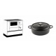 Set Küchenofen / Küchenhexe mit Backofen und Kochplatte Alfa Plam, Modell Alfa 90 H Favorit Weiß, Leistung 6.4kW + Gusseisen Topf Flach Solagio, Black Onyx, Ф26 | Kaminofen - Holzofen mit Backfach | Kaminofen |