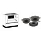 Set Küchenofen / Küchenhexe mit Backofen und Kochplatte Alfa Plam, Modell Alfa 90 H Favorit Weiß, Leistung 6.4kW + Gusseisen Topf Set aus 3 teilen Solagio, Black Onyx | Kaminofen - Holzofen mit Backfach | Kaminofen |