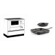 Set Küchenofen / Küchenhexe mit Backofen und Kochplatte Alfa Plam, Modell Alfa 90 H Favorit Weiß, Leistung 6.4kW + Gusseisen Topf Set aus 2 teilen Solagio, Black Onyx | Kaminofen - Holzofen mit Backfach | Kaminofen |