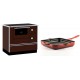 Set Küchenofen / Küchenhexe mit Backofen und Kochplatte Alfa Plam, Modell Alfa 90 H Favorit Braun, Leistung 6.4kW + Emaillierte grillpfanne Gusseisen Solagio, Rubin, 28x28cm | Kaminofen - Holzofen mit Backfach | Kaminofen |