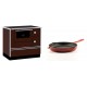 Set Küchenofen / Küchenhexe mit Backofen und Kochplatte Alfa Plam, Modell Alfa 90 H Favorit Braun, Leistung 6.4kW + Emaillierte grillpfanne Gusseisen Solagio, Rubin, Ф24cm | Kaminofen - Holzofen mit Backfach | Kaminofen |