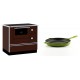 Set Küchenofen / Küchenhexe mit Backofen und Kochplatte Alfa Plam, Modell Alfa 90 H Favorit Braun, Leistung 6.4kW + Emaillierte grillpfanne Gusseisen Solagio, Bamboo, Ф24cm | Kaminofen - Holzofen mit Backfach | Kaminofen |