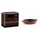 Set Küchenofen / Küchenhexe mit Backofen und Kochplatte Alfa Plam, Modell Alfa 90 H Favorit Braun, Leistung 6.4kW + Emaillierte gusseisenpfanne mit zwei Griffen Solagio, Rubin, Ф19cm | Kaminofen - Holzofen mit Backfach | Kaminofen |