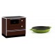 Set Küchenofen / Küchenhexe mit Backofen und Kochplatte Alfa Plam, Modell Alfa 90 H Favorit Braun, Leistung 6.4kW + Emaillierte gusseisenpfanne mit zwei Griffen Solagio, Bamboo, Ф19cm | Kaminofen - Holzofen mit Backfach | Kaminofen |