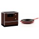 Set Küchenofen / Küchenhexe mit Backofen und Kochplatte Alfa Plam, Modell Alfa 90 H Favorit Braun, Leistung 6.4kW + Emaillierte Gusseisenpfanne Solagio, Rubin, Ф28cm | Kaminofen - Holzofen mit Backfach | Kaminofen |