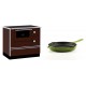 Set Küchenofen / Küchenhexe mit Backofen und Kochplatte Alfa Plam, Modell Alfa 90 H Favorit Braun, Leistung 6.4kW + Emaillierte Gusseisenpfanne Solagio, Bamboo, Ф24cm | Kaminofen - Holzofen mit Backfach | Kaminofen |