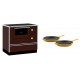 Set Küchenofen / Küchenhexe mit Backofen und Kochplatte Alfa Plam, Modell Alfa 90 H Favorit Braun, Leistung 6.4kW + Gusseisen Topf Set aus 2 teilen Solagio, Dijon | Kaminofen - Holzofen mit Backfach | Kaminofen |