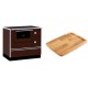 Set Küchenofen / Küchenhexe mit Backofen und Kochplatte Alfa Plam, Modell Alfa 90 H Favorit Braun, Leistung 6.4kW + Holz untersetzer für gusseisenplatte Solagio HSST2131 | Kaminofen - Holzofen mit Backfach | Kaminofen |
