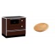 Set Küchenofen / Küchenhexe mit Backofen und Kochplatte Alfa Plam, Modell Alfa 90 H Favorit Braun, Leistung 6.4kW + Holz untersetzer für ovale gusseisenpfanne Solagio HSFT1825 | Kaminofen - Holzofen mit Backfach | Kaminofen |