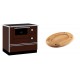 Set Küchenofen / Küchenhexe mit Backofen und Kochplatte Alfa Plam, Modell Alfa 90 H Favorit Braun, Leistung 6.4kW + Holz untersetzer für ovale platte Solagio HSOISK2533, 25x33cm | Kaminofen - Holzofen mit Backfach | Kaminofen |