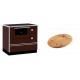 Set Küchenofen / Küchenhexe mit Backofen und Kochplatte Alfa Plam, Modell Alfa 90 H Favorit Braun, Leistung 6.4kW + Holz untersetzer für ovale platte Solagio HSOISK1728, 17x28cm | Kaminofen - Holzofen mit Backfach | Kaminofen |
