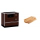 Set Küchenofen / Küchenhexe mit Backofen und Kochplatte Alfa Plam, Modell Alfa 90 H Favorit Braun, Leistung 6.4kW + Holz untersetzer für mini-gusseisenplatte Solagio HSDDHP1522 | Kaminofen - Holzofen mit Backfach | Kaminofen |