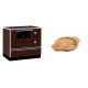 Set Küchenofen / Küchenhexe mit Backofen und Kochplatte Alfa Plam, Modell Alfa 90 H Favorit Braun, Leistung 6.4kW + Holz untersetzer für gusseisenschüssel Solagio HSYKTV22 | Kaminofen - Holzofen mit Backfach | Kaminofen |
