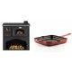Set Küchenofen / Küchenhexe mit Backofen und Kochplatte Zvezda, Modell Classic GFS, Leistung 5.9kW + Emaillierte Gusseisenpfanne Solagio, Rubin, 28x28cm | Kaminofen - Holzofen mit Backfach | Kaminofen |