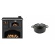 Set Küchenofen / Küchenhexe mit Backofen und Kochplatte Zvezda, Modell Classic GFS, Leistung 5.9kW + Gusseisen Topf Tiefer Solagio, Black Onyx, Ф12 | Kaminofen - Holzofen mit Backfach | Kaminofen |
