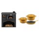 Set Küchenofen / Küchenhexe mit Backofen und Kochplatte Zvezda, Modell Classic GFS, Leistung 5.9kW + Gusseisen Topf Set aus 3 teilen Solagio, Dijon | Kaminofen - Holzofen mit Backfach | Kaminofen |