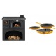 Set Küchenofen / Küchenhexe mit Backofen und Kochplatte Zvezda, Modell Classic GFS, Leistung 5.9kW + Gusseisen Topf Set aus 3 teilen Solagio, Dijon | Kaminofen - Holzofen mit Backfach | Kaminofen |