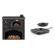 Set Küchenofen / Küchenhexe mit Backofen und Kochplatte Zvezda, Modell Classic GFS, Leistung 5.9kW + Gusseisen Topf Set aus 2 teilen Solagio, Black Onyx | Kaminofen - Holzofen mit Backfach | Kaminofen |