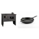 Set Küchenofen / Küchenhexe mit Backofen und Kochplatte Prity, Modell 2P50, Leistung 16kW + Emaillierte grillpfanne Gusseisen Solagio, Black Onyx, Ф24cm | Kaminofen - Holzofen mit Backfach | Kaminofen |
