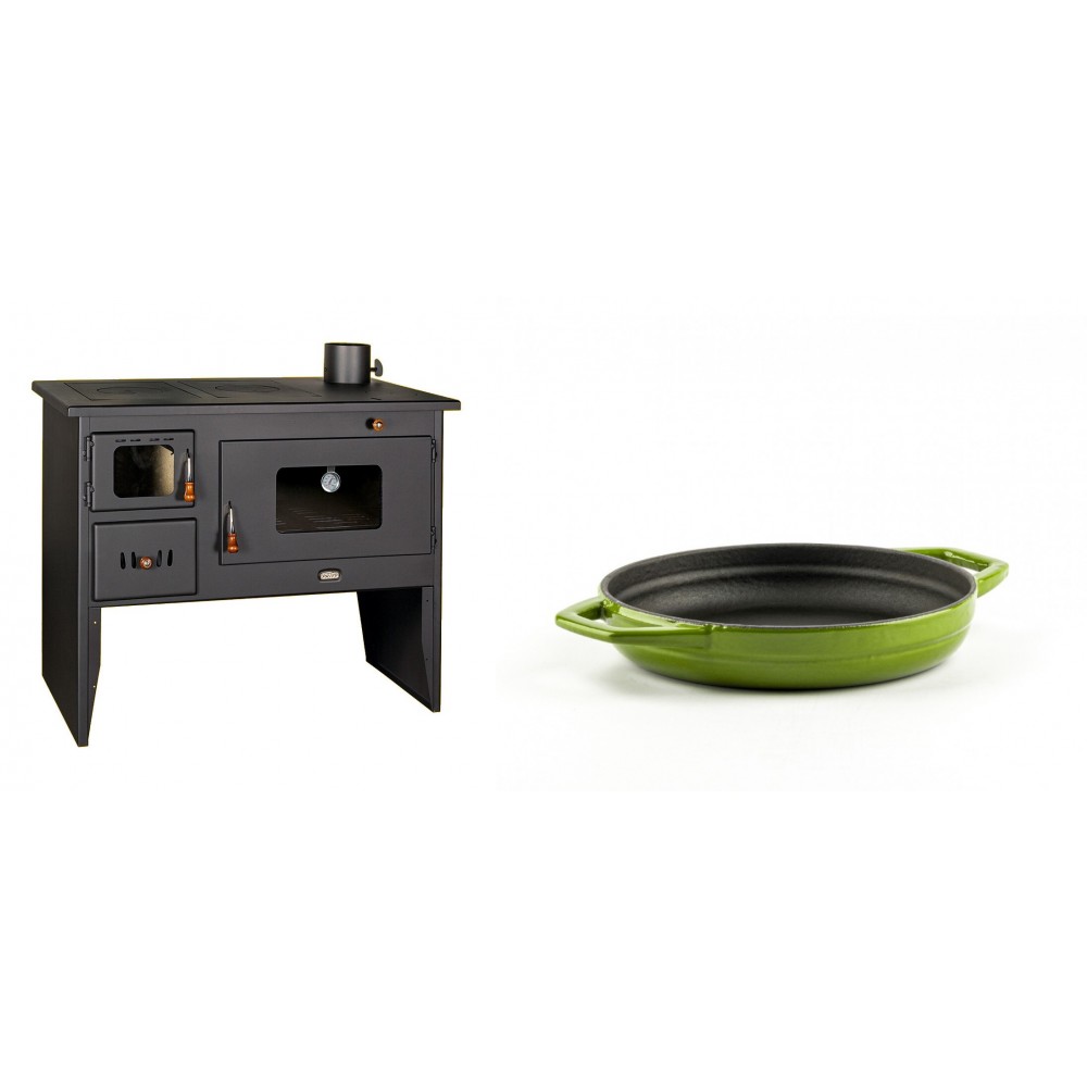 Set Küchenofen / Küchenhexe mit Backofen und Kochplatte Prity, Modell 2P50, Leistung 16kW + Emaillierte gusseisenpfanne mit zwei Griffen Solagio, Bamboo, Ф16cm