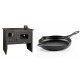 Set Küchenofen / Küchenhexe mit Backofen und Kochplatte Prity, Modell 2P50, Leistung 16kW + Emaillierte Gusseisenpfanne Solagio, Black Onyx, Ф28cm | Kaminofen - Holzofen mit Backfach | Kaminofen |