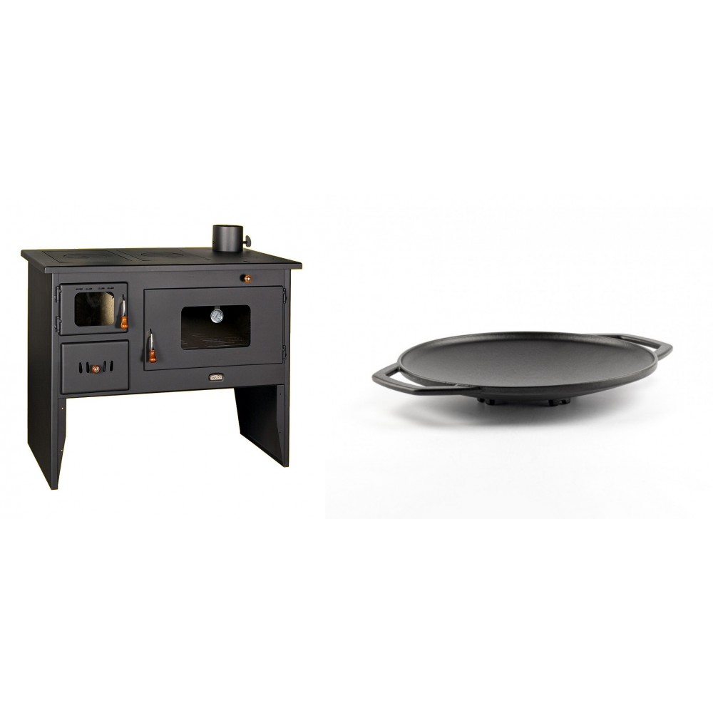 Set Küchenofen / Küchenhexe mit Backofen und Kochplatte Prity, Modell 2P50, Leistung 16kW + Backplatte aus Gusseisen Solagio, Ф28cm