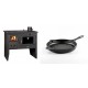 Set Küchenofen / Küchenhexe Wasserführend Prity mit Backofen und Kochplatte, Modell 1P41 W12, Leistung 16.1kW + Emaillierte grillpfanne Gusseisen Solagio, Black Onyx, Ф24cm | Kaminofen - Holzofen mit Backfach | Prity |