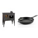 Set Küchenofen / Küchenhexe Prity mit Backofen und Kochplatte, Modell 1P34L, Leistung 10.1kW, Füße + Emaillierte grillpfanne Gusseisen Solagio, Black Onyx, Ф28cm | Kaminofen - Holzofen mit Backfach | Kaminofen |