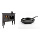 Set Küchenofen / Küchenhexe Prity mit Backofen und Kochplatte, Modell 1P34L, Leistung 10.1kW, Füße + Emaillierte grillpfanne Gusseisen Solagio, Black Onyx, Ф24cm | Kaminofen - Holzofen mit Backfach | Kaminofen |